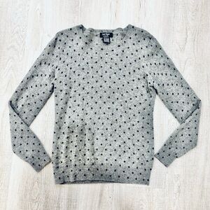 Lord & Taylor 100% Cashmere Gray Polka Dot Crewneck Sweater